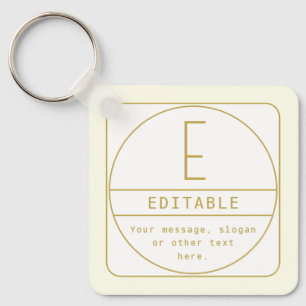 Editable Retro-modern Design Template Gold & White Key Ring