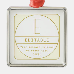 Editable Retro-modern Design Template Gold & White Metal Ornament
