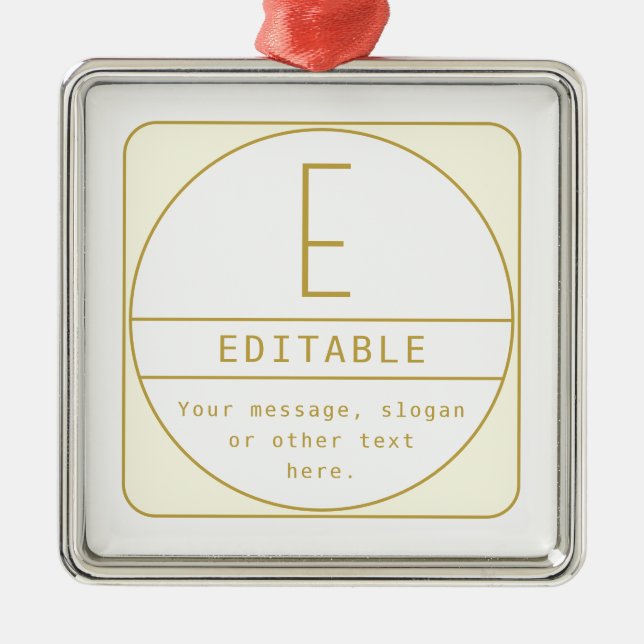 Editable Retro-modern Design Template Gold & White Metal Ornament (Front)