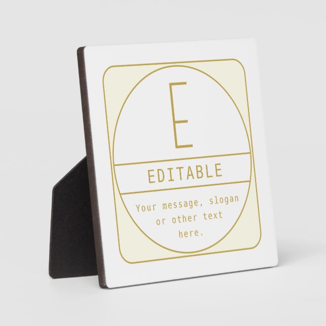 Editable Retro-modern Design Template Gold & White Plaque (Front)