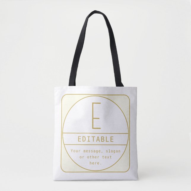 Editable Retro-modern Design Template Gold & White Tote Bag (Front)
