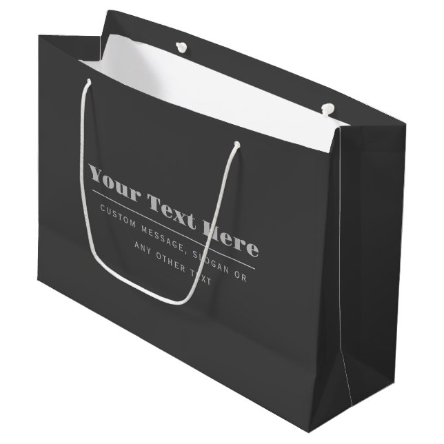 Editable Retro-Modern Text Template | Dark Grey  Large Gift Bag (Front Angled)