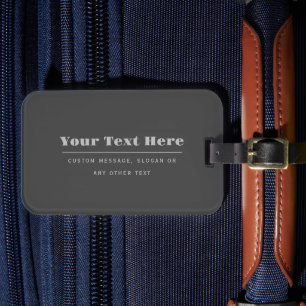 Editable Retro-Modern Text Template Dark Grey Luggage Tag