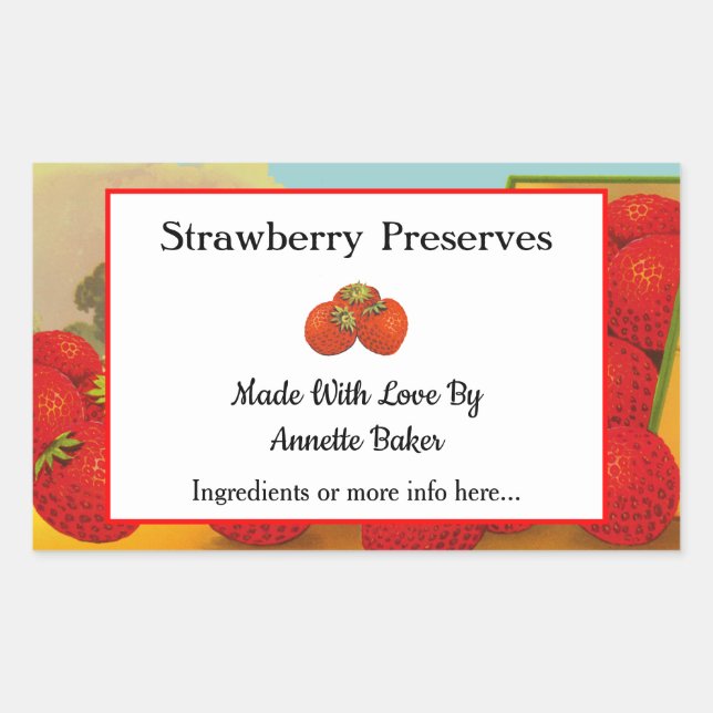 Editable Retro Strawberry Farm Canning Labels (Front)