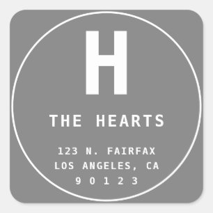 Editable Return Address with Monogram   Grey Square Sticker