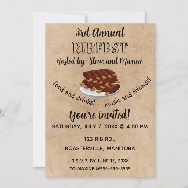 Editable Ribfest Invitation Card (Front)