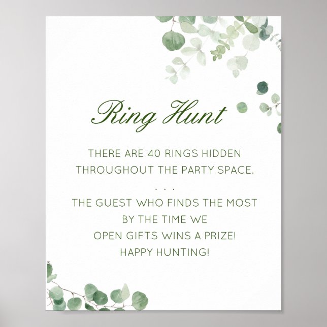 Editable Ring Hunt Bridal Shower Game Poster (Front)