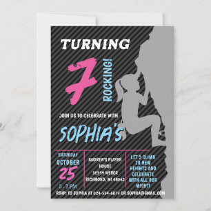 Editable Rock Girl Climbing Birthday Party Invitation
