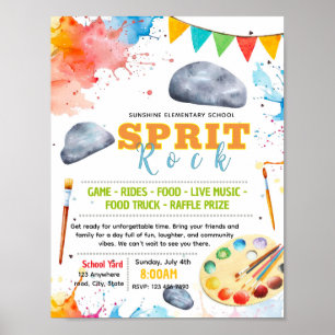 Editable rocks painting fundraiser flyer poster