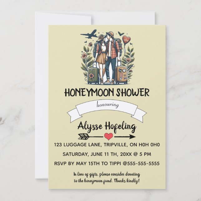 Editable Romantic Honeymoon Shower Invitation (Front)