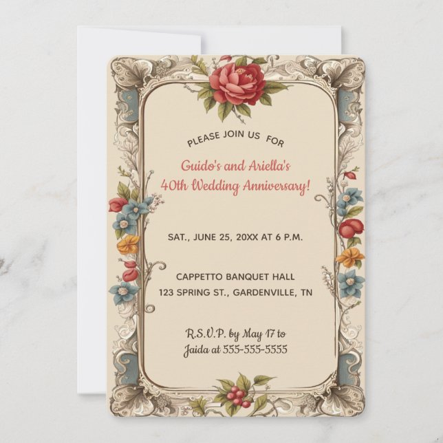 Editable Romantic Rose Flower Garden Invitation (Front)