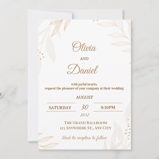 Editable Romantic Wedding Invitation  (Front)