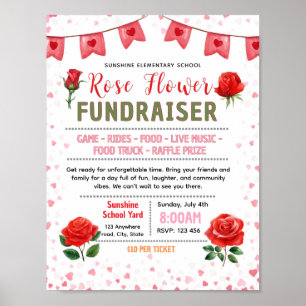Editable rose flower sale fundraiser flyer poster