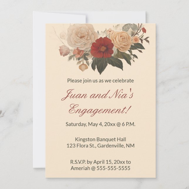 Editable Rose Garden Invitation (Front)