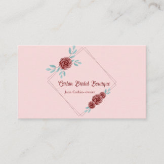 Editable Roses Frame Bridal Boutique Business Card