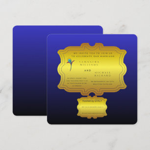 Editable Royal Blue Elegant Wedding Invite Custo