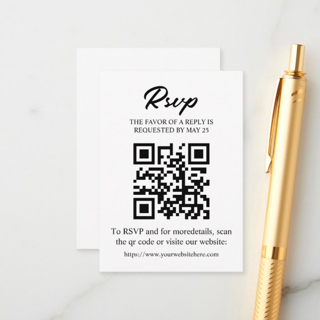 Editable RSVP Card with QR Code, Invitation Insert (Front/Back In Situ)