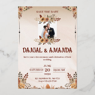 Editable Rustic Boho Wedding Invitation 