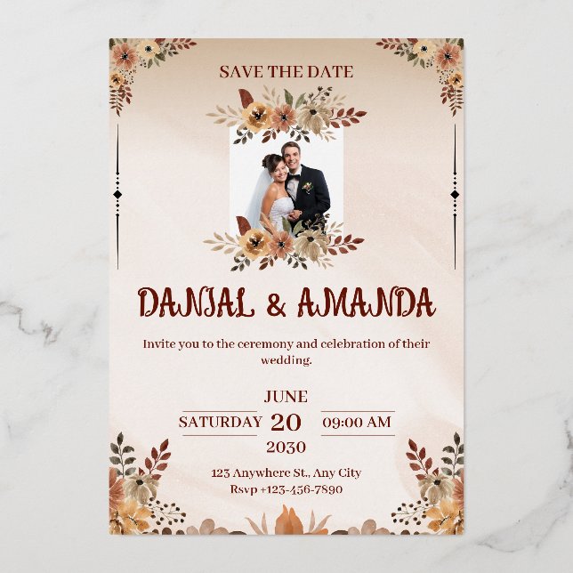 Editable Rustic Boho Wedding Invitation  (Front)