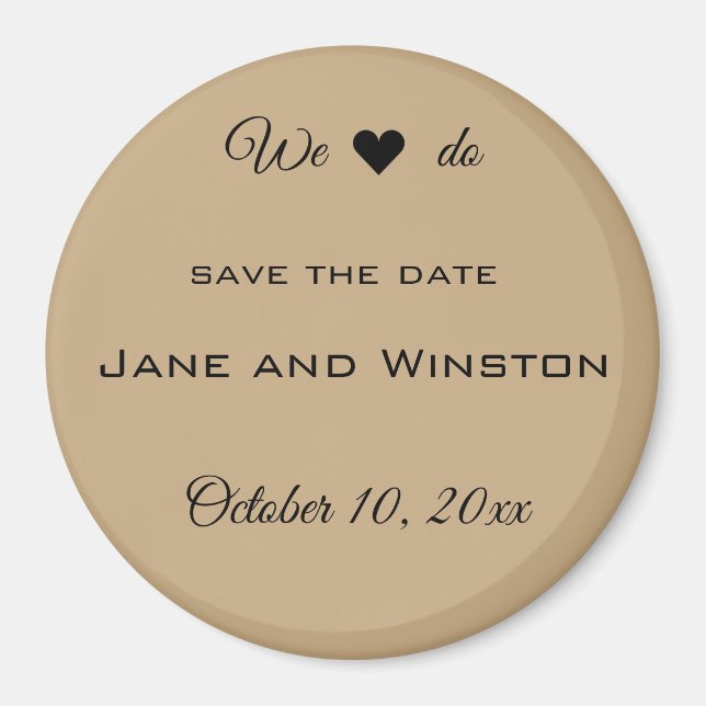 Editable Rustic Brown Paper Save The Date Magnet (Front)