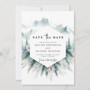 Editable Rustic Mountain Wedding Save The Date