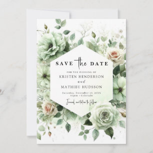 Editable Rustic Romance Sage Green Wedding Save The Date