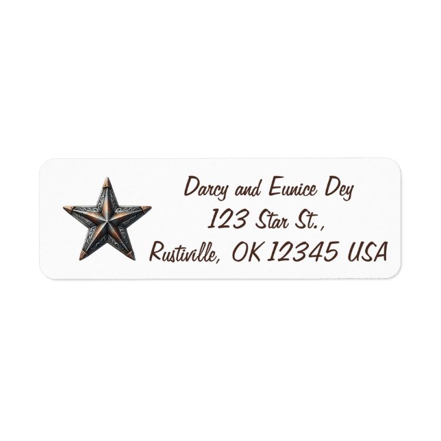 Editable Rustic Star Return Address Label (Front)