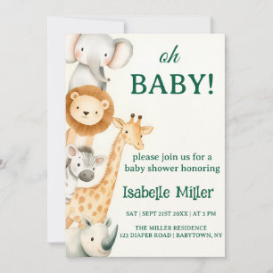 Editable Safari Baby Shower Invitation Animals 