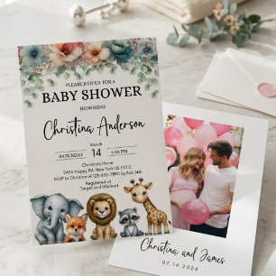 Editable Safari Baby Shower Invitation with Photo