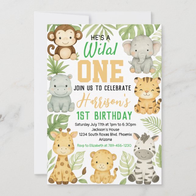 Editable Safari Birthday Invitation (Front)