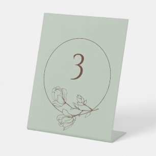 Editable Sage Boho Floral Wedding Table Number Pedestal Sign