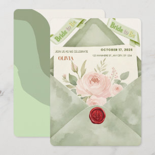 Editable Sage Green Bride to Be Invitation Perso