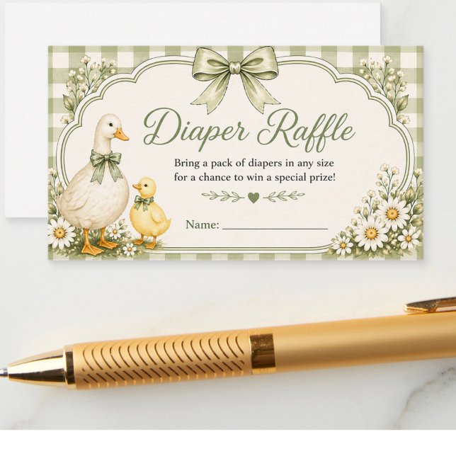 Editable Sage Green Floral  diaper raffle Enclosure Card (Creator Uploaded)