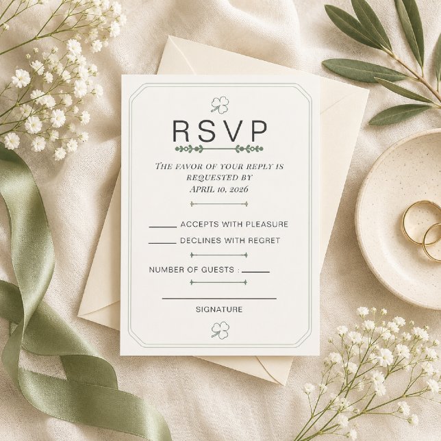 Editable Sage Green Minimal RSVP Card (RSVP Card for modern garden weddings with timeless sage green elegance.)
