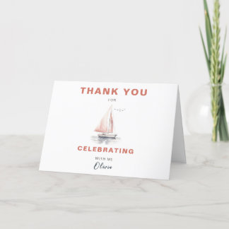 Editable Sailboat Birthday Thank You Card - Pink