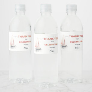Editable Sailboat Birthday Water Bottle Label