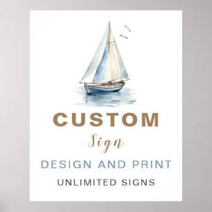 Editable Sailboat Nautical Custom Sign - Blue