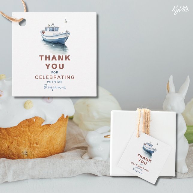 Editable Sailboat Square Favour/Thank You Tag - Bo (Creator Uploaded)