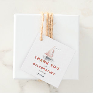 Editable Sailboat Square Favour/Thank You Tag-Pink Favour Tags
