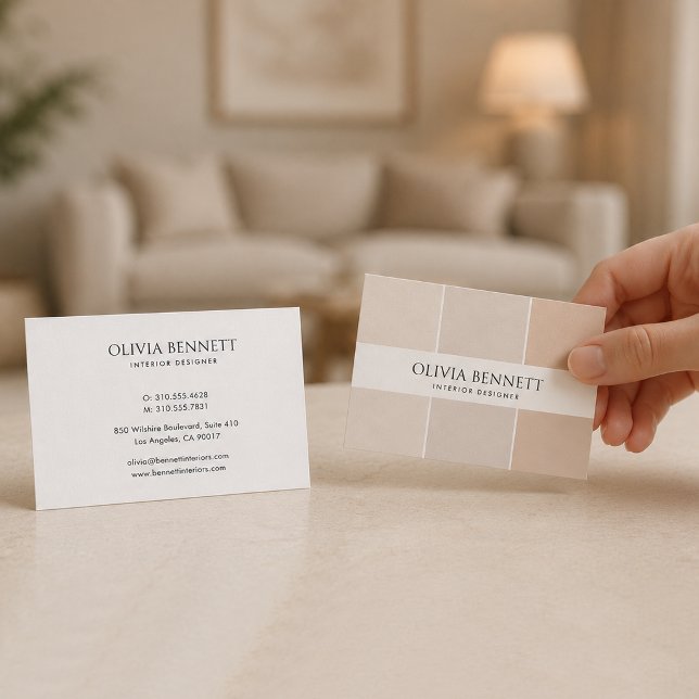 Editable Sand Colour, Modern Interior Designer Business Card (Editable Sand Color, Modern Interior Designer Business Card)