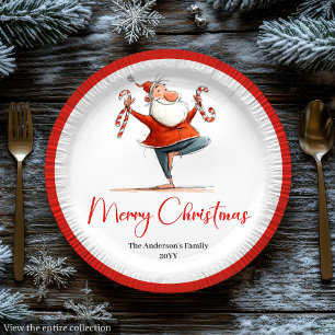 Editable Santa Claus Humor Christmas Paper Plates