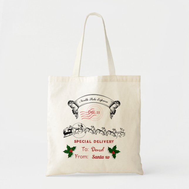 Editable Santa's Sack Tote Bag (Front)