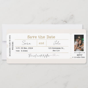 Editable Save the Date Boarding Pass Wedding Photo Invitation