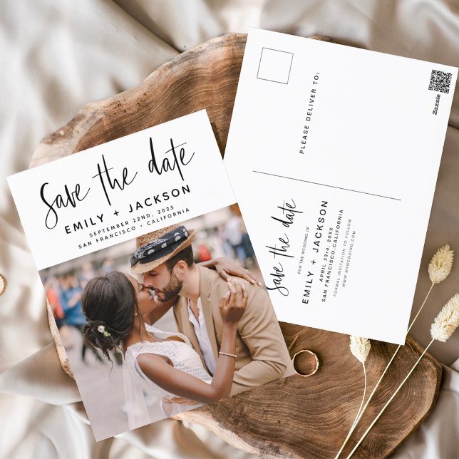 Editable Save the Date Handwritten Photo Postcard (Creator Uploaded)