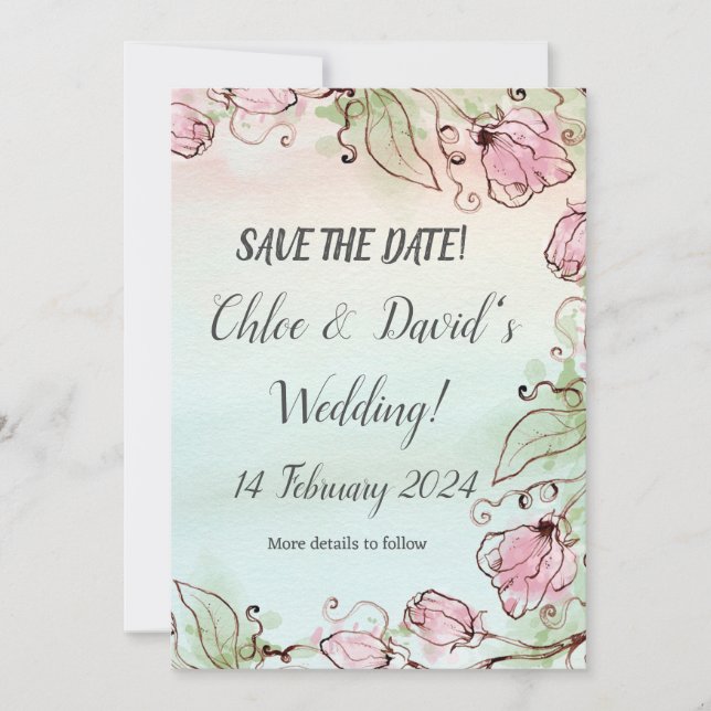 Editable SAVE THE WEDDING DATE! card (Front)