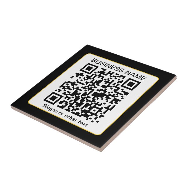 Editable Scannable QR code + Your Business Name Ceramic Tile (Side)