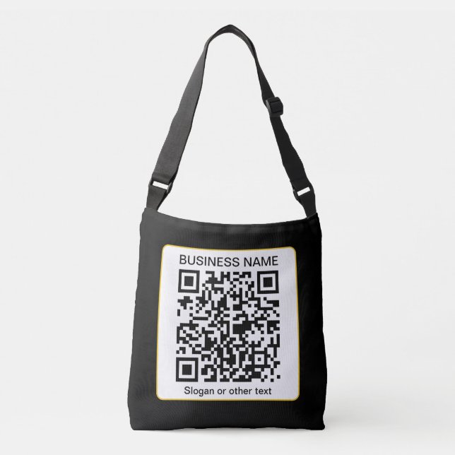 Editable Scannable QR code + Your Business Name Crossbody Bag (Front)