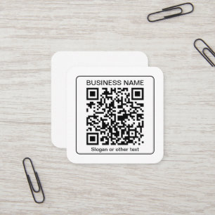 Editable Scannable QR code + Your Business Name Square Business Card