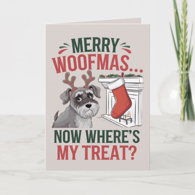 EDITABLE Schnauzer Funny Dog Christmas Card (Front)
