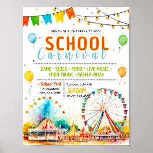 Editable school carnival fundraiser flyer poster